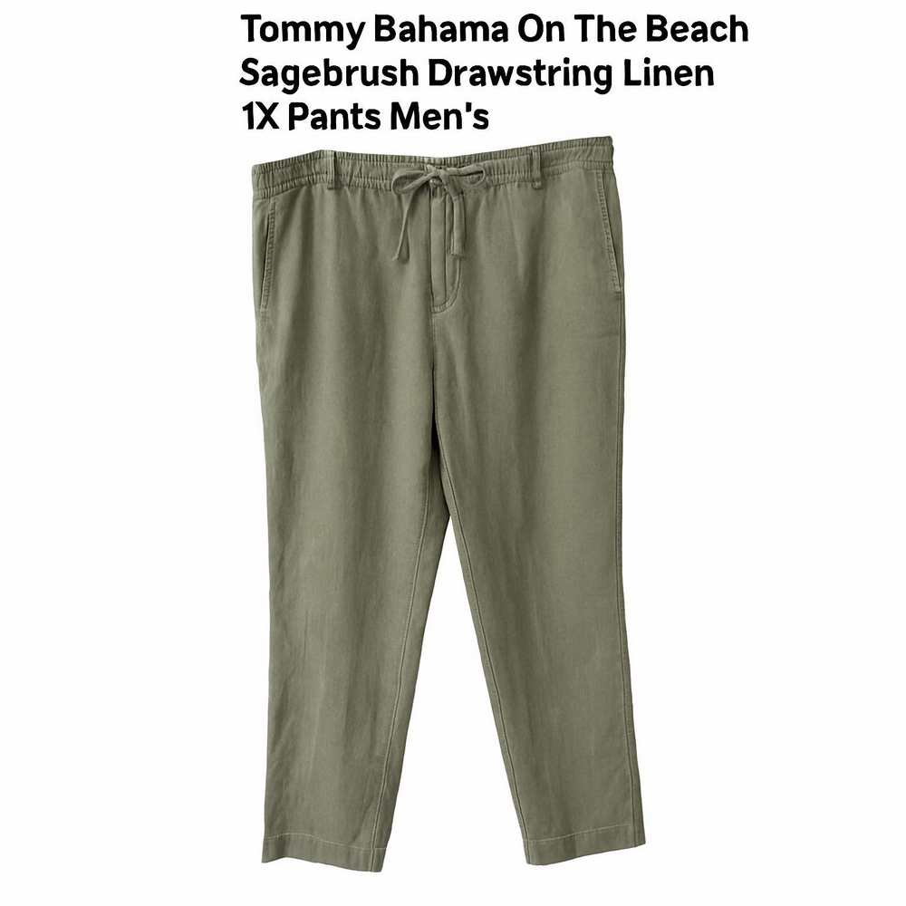 Tommy Bahama on the beach Men’s relax linen Sagebrush drawstring waist. 1X NWT